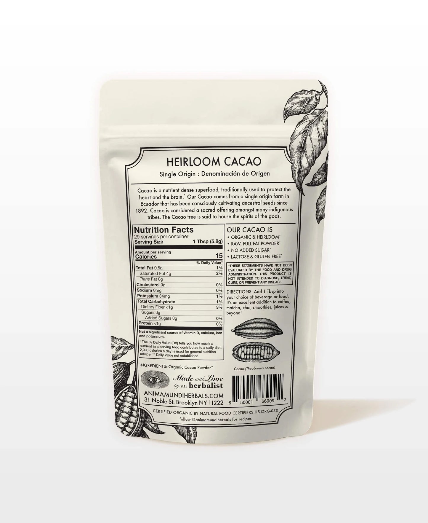 HEIRLOOM CACAO Powder | Organic Ancestral Seeds